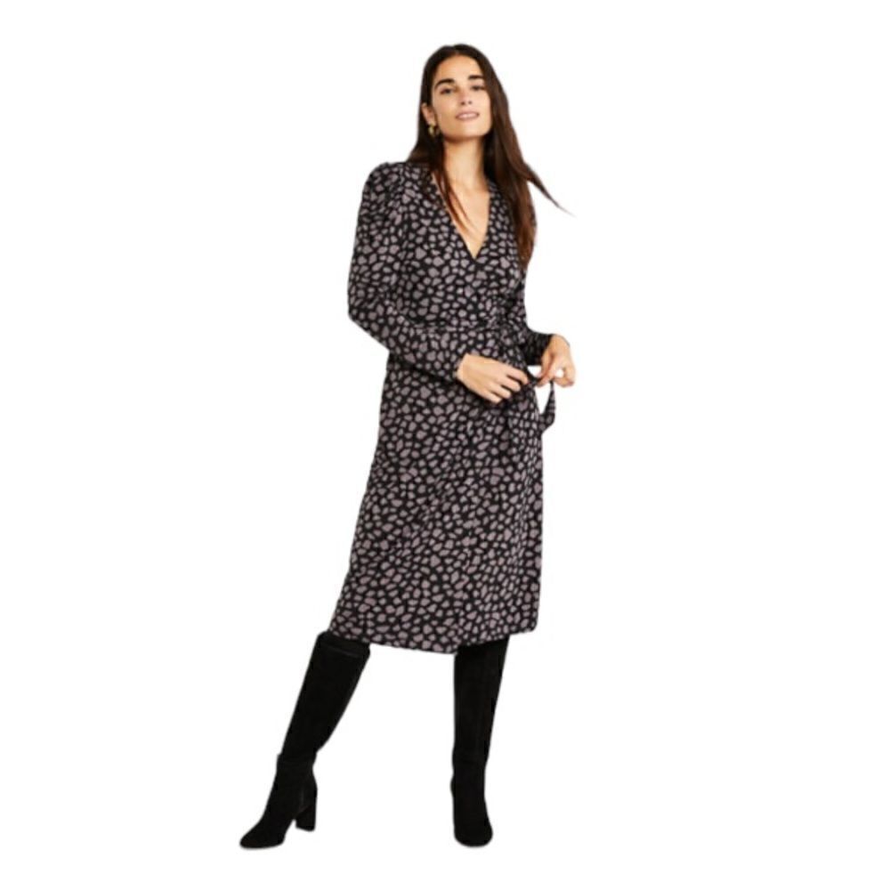 Ann Taylor Petite Giraffe Print Matte Jersey Wrap Dress